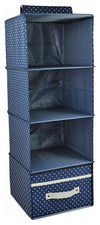 Hanging Wardrobe Storage Shelves, Fabric With 1-Drawer, Blue DL Modern