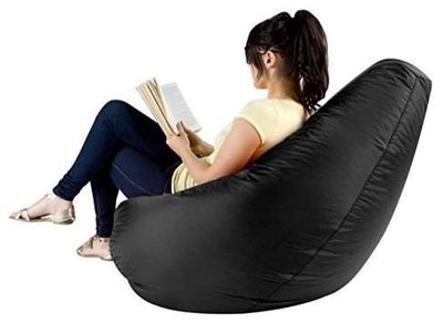 High Back Bean Bag Chair Upholstered, Waterproof Fabric, Black DL Modern