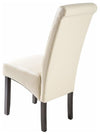 High Backed Chair, Black Finish Wooden Legs and Faux Leather Upholstery, Beige DL Modern