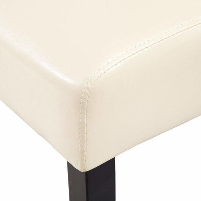 High Backed Chair, Black Finish Wooden Legs and Faux Leather Upholstery, Beige DL Modern