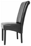 High Backed Chair, Black Finish Wooden Legs and Faux Leather Upholstery, Black DL Modern