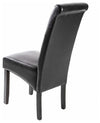 High Backed Chair, Black Finish Wooden Legs and Faux Leather Upholstery, Black DL Modern