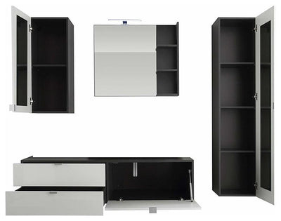 High Gloss Bathroom Furniture Set in MDF with Grey Finish, Contemporary Design DL Contemporary