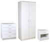 High Gloss White 3 Piece Bedroom Furniture Set Wardrobe, Chest, Bedside Cabinet DL Modern