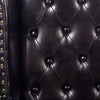 Highback Armchair Upholstered, PU Leather, Hardwood Legs, Antique Design, Black DL Contemporary