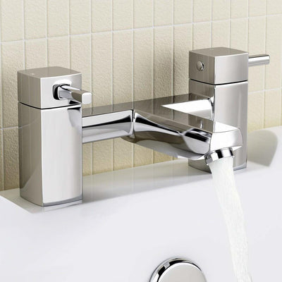 Hot and Cold Basin Sink Mixer Taps with Bath Filler Set, Chrome Plated Brass DL Modern