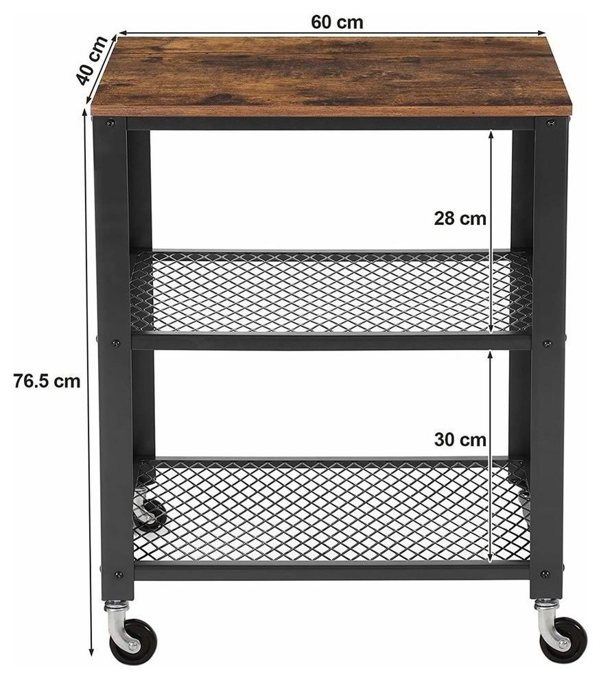 Industrial Serving Trolley Cart, Particle Board With Steel Frame, 4-Wheel DL Industrial