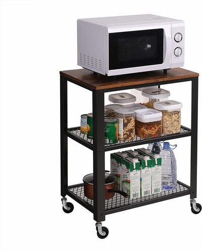 Industrial Serving Trolley Cart, Particle Board With Steel Frame, 4-Wheel DL Industrial