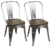 Industrial Set of 2 Chairs, Solid Metal With Wooden Seat, Vintage Design, Steel DL Industrial