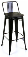 Industrial Stylish Bar Stools, Metal Frame, Black, Set of 4 DL Industrial