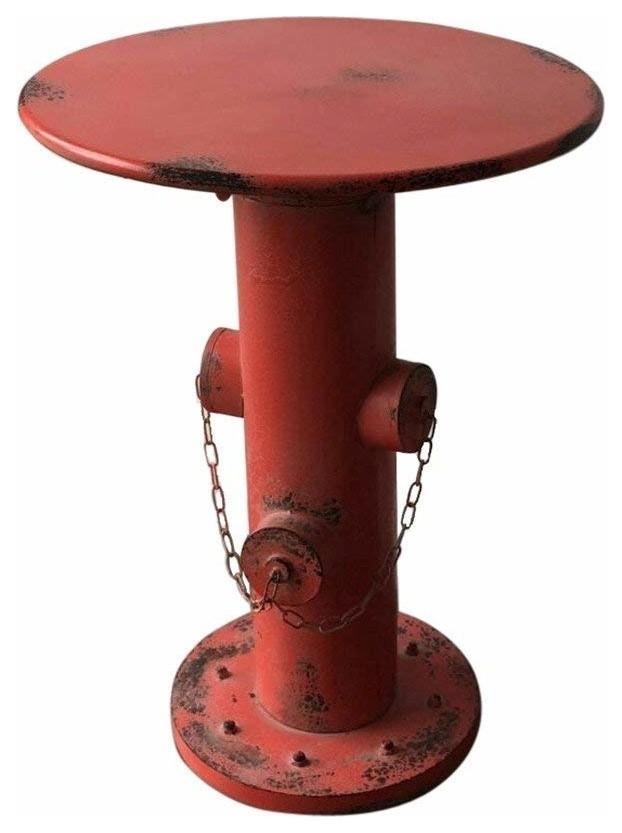 Industrial Stylish Bistro Pub Table, Red Painted Metal, Fire Hydrant Design DL Industrial