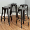 Industrial Stylish Set of 4 Stools, Grey Finished Metal, Tall Square Design DL Industrial