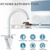 Kitchen Sink Mixer Taps With Dual Lever & Ceramic Disks, Swivel Spout and Hoses, DL Modern