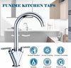 Kitchen Sink Mixer Taps With Dual Lever & Ceramic Disks, Swivel Spout and Hoses, DL Modern