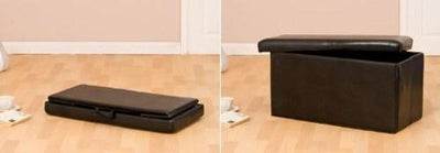 Large Folding Ottoman Upholstered in Brown Faux Leather, Perfect for Storage DL Modern