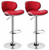 Luxury 2-Bar Stool Set Upholstered, Faux Leather, Footrest and Gas Lift Dark Red DL Modern