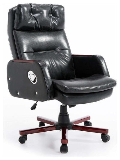 Luxury Executive Chair Upholstered, PU Leather, Armrest, Reclining Design, Black DL Modern