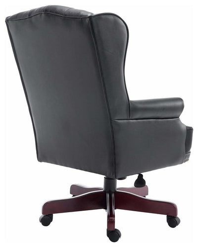 Luxury Executive Chair Upholstered, PU Leather With Buttoned High Back, Black DL Modern