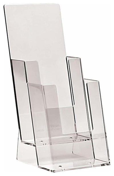 Magazine Rack, Clear Plastic With Two-Compartment, Contemporary Design DL Contemporary