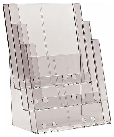 Magazine Rack in Clear Plastic with 3 Compartments, Modern Design DL Modern