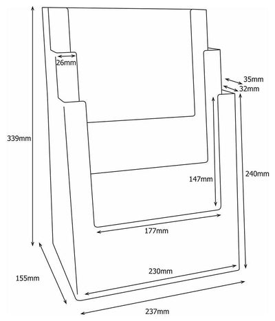 Magazine Rack in Clear Plastic with 3 Compartments, Modern Design DL Modern