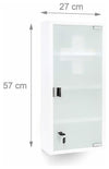 Medicine Cabinet, White Steel and Frosted Glass Door With 4 Inner Shelves DL Modern