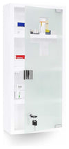 Medicine Cabinet, White Steel and Frosted Glass Door With 4 Inner Shelves DL Modern