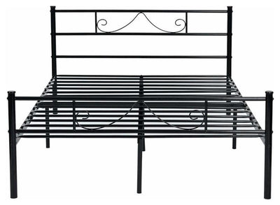 Metal Double Bed Frame With Strong Headboard, Footboard and 6 Legs DL Traditional