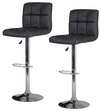 Modern 2-Pack Swivel Bar Stools Upholstered, Faux Leather, Black DL Modern
