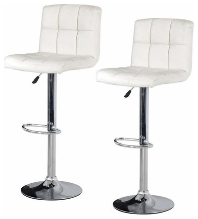 Modern 2-Pack Swivel Bar Stools Upholstered, Faux Leather, White DL Modern