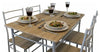 Modern 5-Piece Dining Set, white Steel Frame and Wood, Table and 4-Chair DL Modern