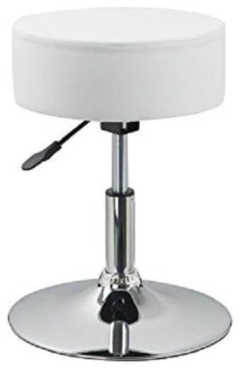 Modern Bar Stool in Faux Leather with Adjustable Height, Simple Round Design DL Modern