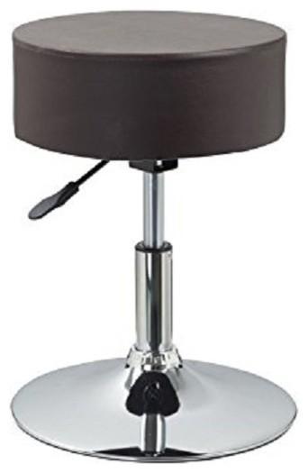 Modern Bar Stool in Faux Leather with Adjustable Height, Simple Round Design DL Modern