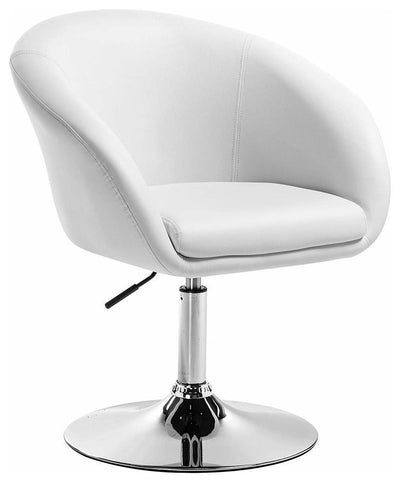 Modern Bar Stool Upholstered, Faux Leather With Armrest and High Back, White DL Modern