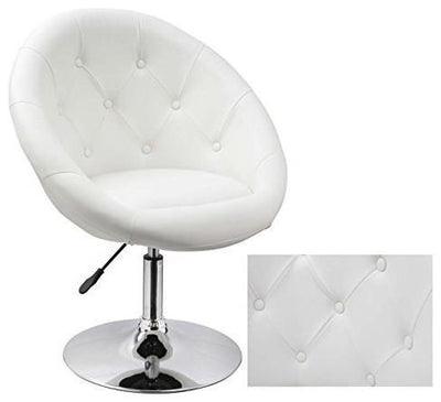 Modern Bar Stool With White Faux Leather Upholstery, Extra Padded for Comfort DL Modern