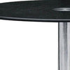 Modern Bar Table with Black Tempered Glass Top and Chrome Stand, Round Design DL Modern