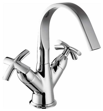 Modern Basin Mixer Taps With Medium Arc Swivel, Single Hole Dual Wheel Handle DL Modern