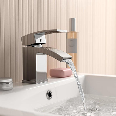 Modern Basin Sink Mixer Tap, Chrome Plated Solid Brass With Ceramic Disc DL Modern