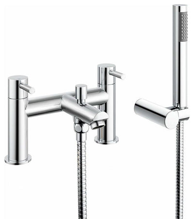 Modern Bath Filler Mixer Tap and Bathroom Shower Head Set, Chrome Plated Finish DL Modern