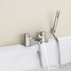 Modern Bath Filler Mixer Tap with Rectangular Shower Head in Chrome Solid Brass DL Modern