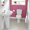 Modern Bathroom Close Coupled Toilet and Single Tap Hole Basin Set, White Finish DL Modern