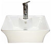 Modern Bathroom Wash Basin Sink in White Ceramic with Chrome Finish Tap DL Modern