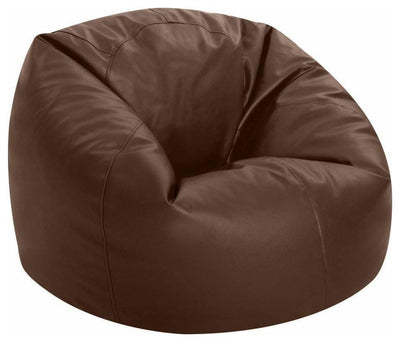 Modern Bean Bag Upholstered, Faux Leather, Extra Large, Brown DL Modern