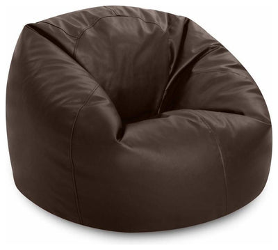 Modern Bean Bag Upholstered, Faux Leather, Extra Large, Brown DL Modern