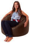 Modern Bean Bag Upholstered, Faux Leather, Extra Large, Brown DL Modern