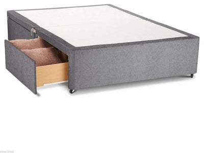 Modern Bed Base in Charcoal Finished Chenille Fabric with 2 Side Storage Drawers DL Modern