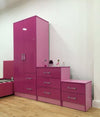 Modern Bedroom Furniture Set, Wardrobe, Chest of Drawer/Beside Cabinet, Pink DL Modern