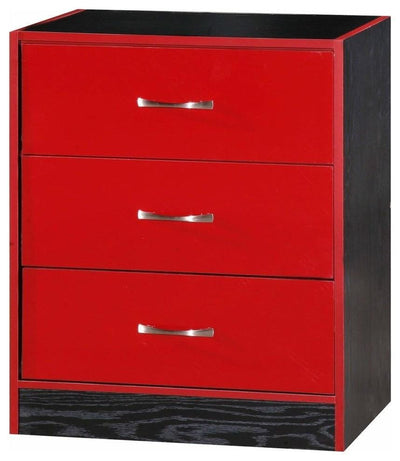 Modern Bedroom Furniture Set, Wardrobe, Chest of Drawer/Beside Cabinet, Red DL Modern