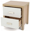 Modern Bedside Table With Oak Finished Frame and 2 White Storage Drawers DL Modern