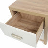 Modern Bedside Table With Oak Finished Frame and 2 White Storage Drawers DL Modern
